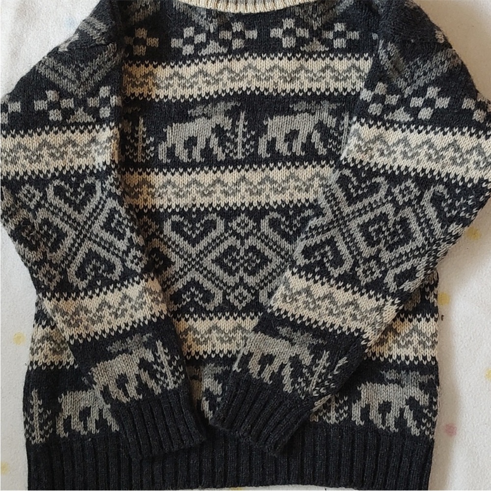 Eddie Bauer Black and Cream Turtleneck Sweater - Picture 3 of 10